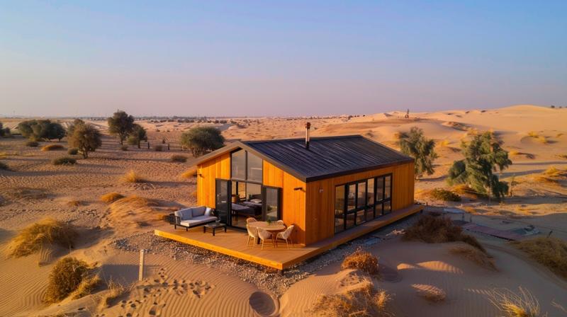 Scandinavian prefab home in the wild